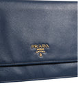 Prada Saffiano Leather Wallet on Chain Clutch Bag - Blue