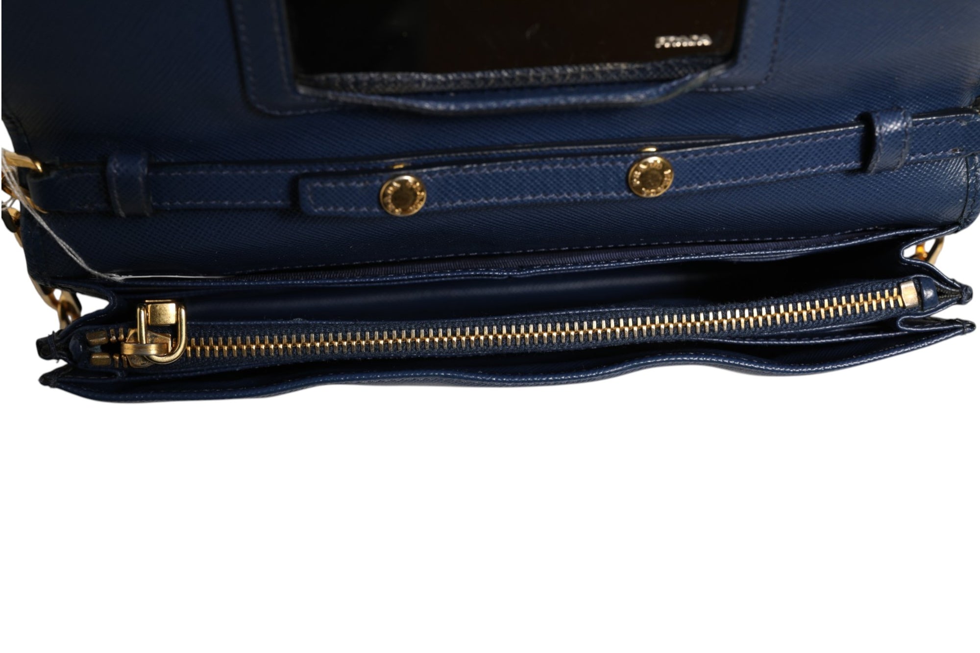 Prada Saffiano Leather Wallet on Chain Clutch Bag - Blue