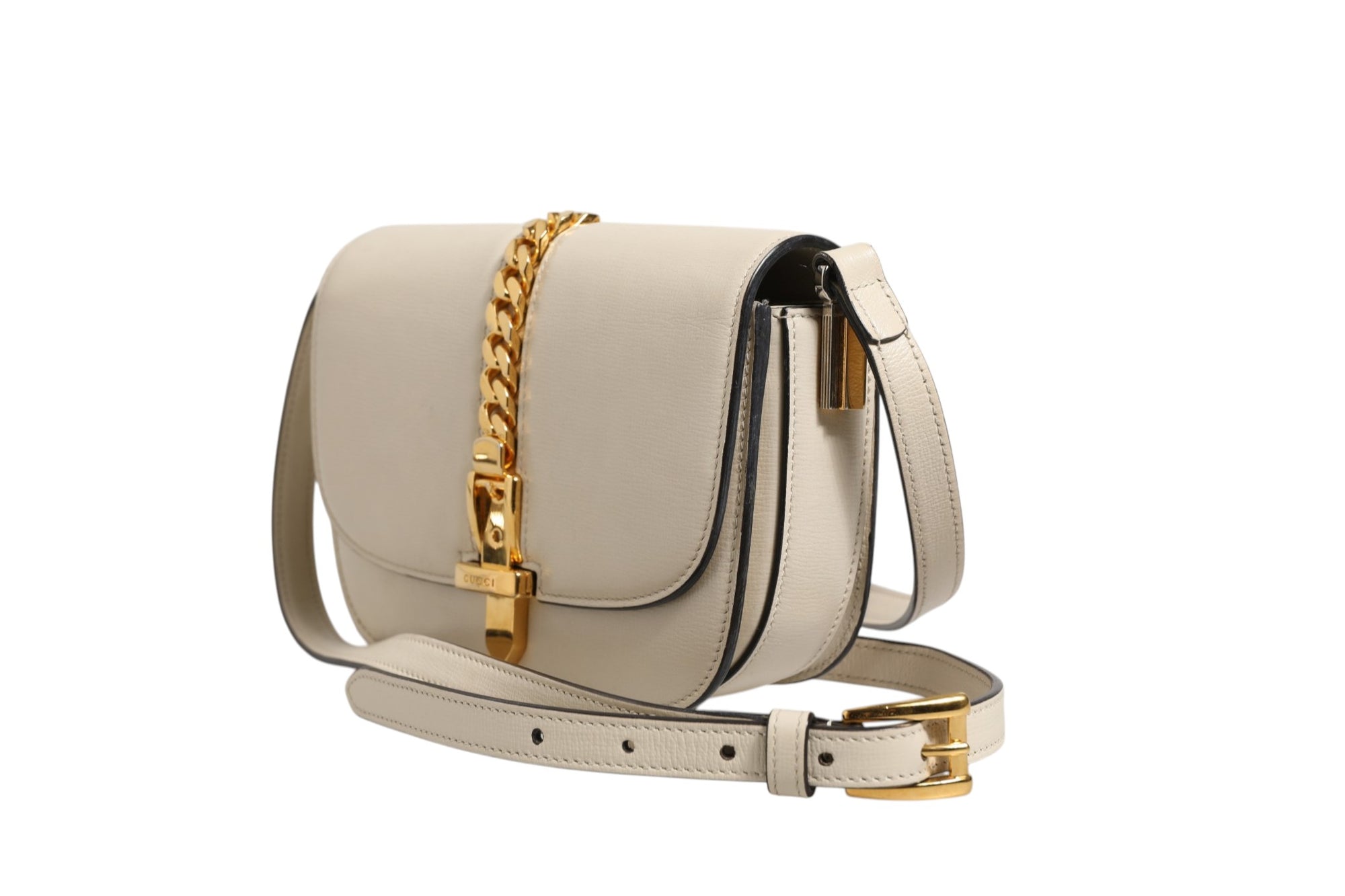 Gucci Sylvie 1969 Mini Leather Shoulder Bag - Ivory/White