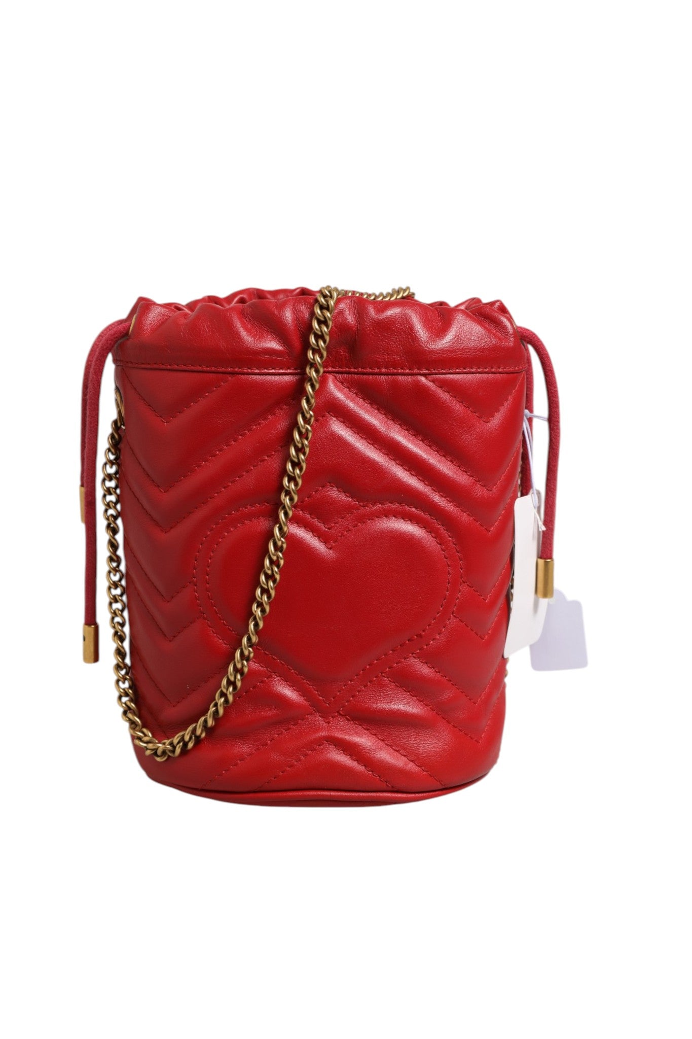 Gucci GG Marmont  Chevron Quilted Bucket Bag - Red