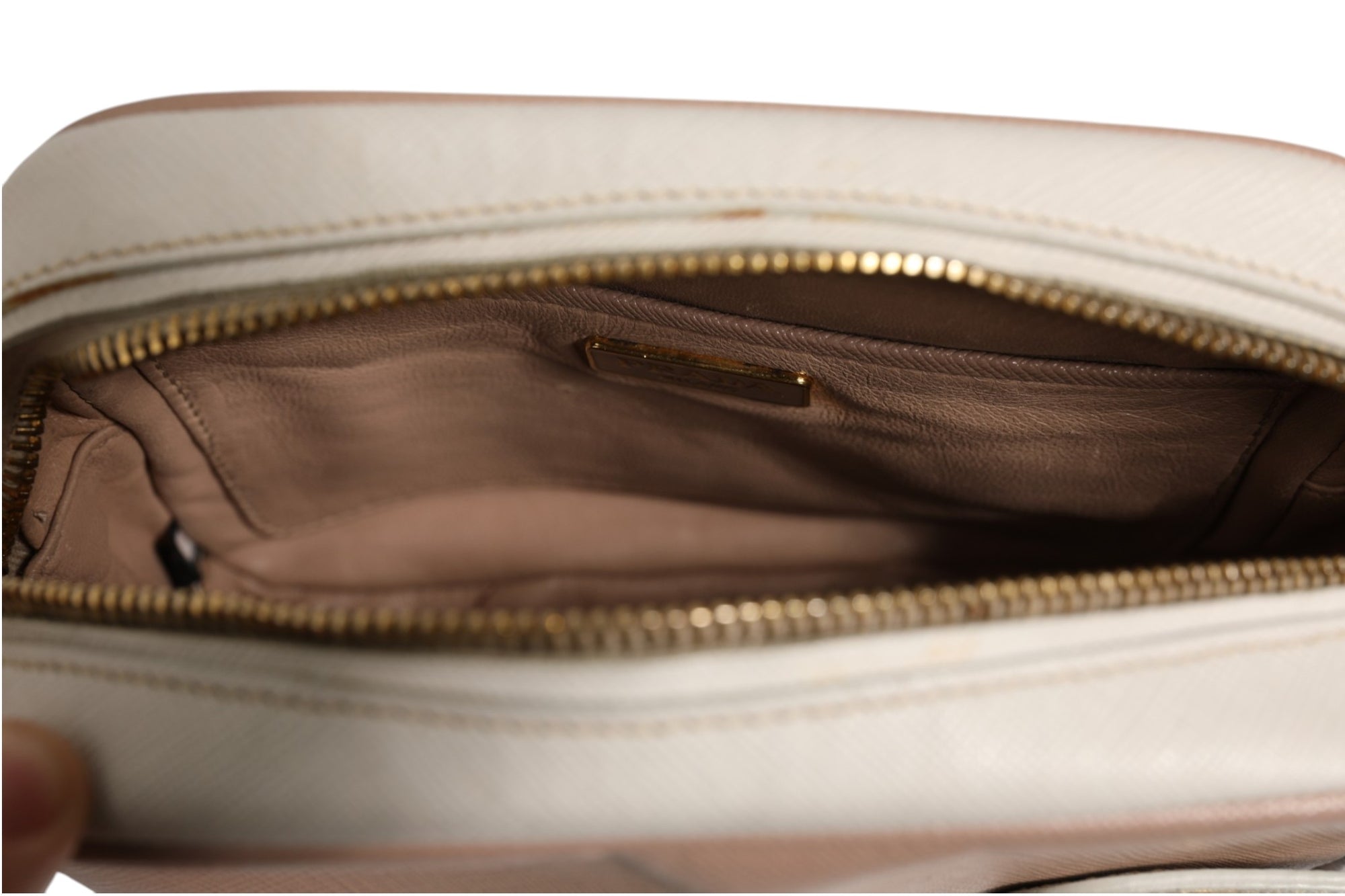 Prada Small Leather Shoulder Bag - Beige/Ivory