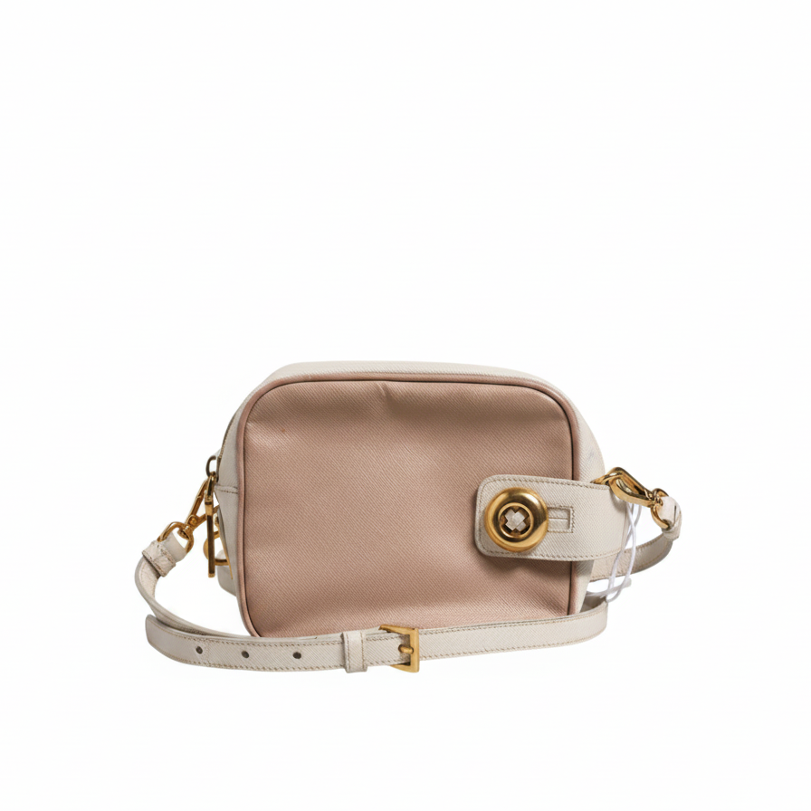 Prada Small Leather Shoulder Bag - Beige/Ivory