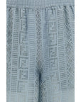 Fendi FF Silk Wide Leg Pants - Cerulean Blue