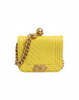 Chanel Chevron Crossbody Leather Bag - Yellow