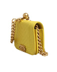 Chanel Chevron Crossbody Leather Bag - Yellow