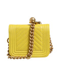 Chanel Chevron Crossbody Leather Bag - Yellow