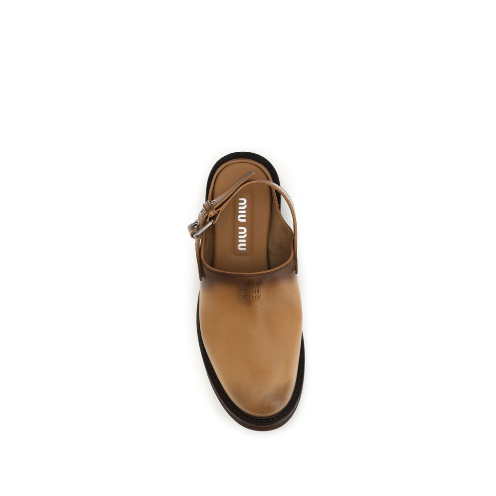 Miu Miu Foule Leather Mules - Light Brown – Runway Door
