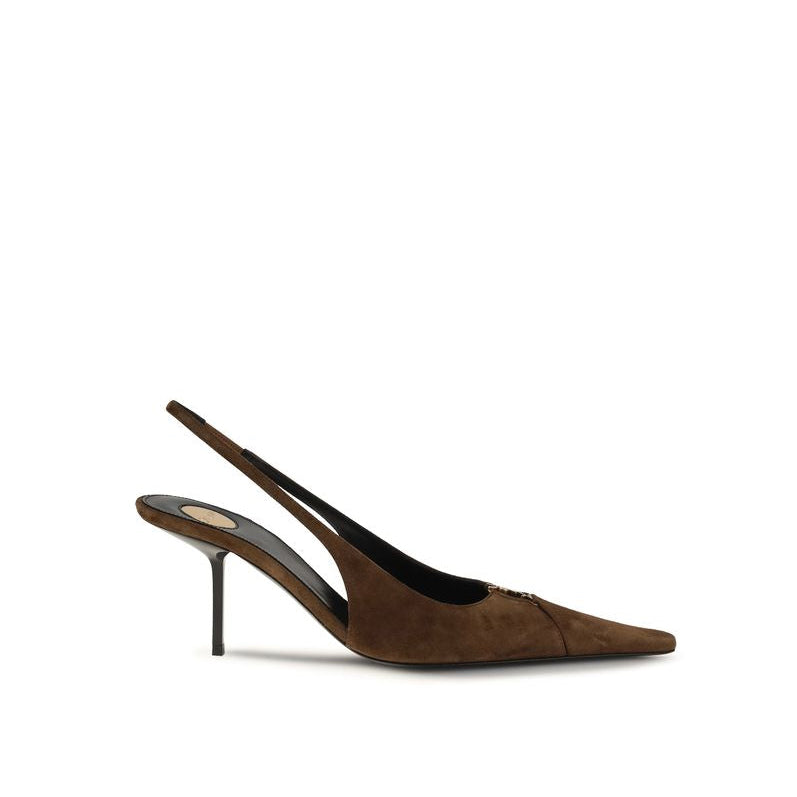 Saint Laurent Babylone Breteuil Slingback Heels - Brown