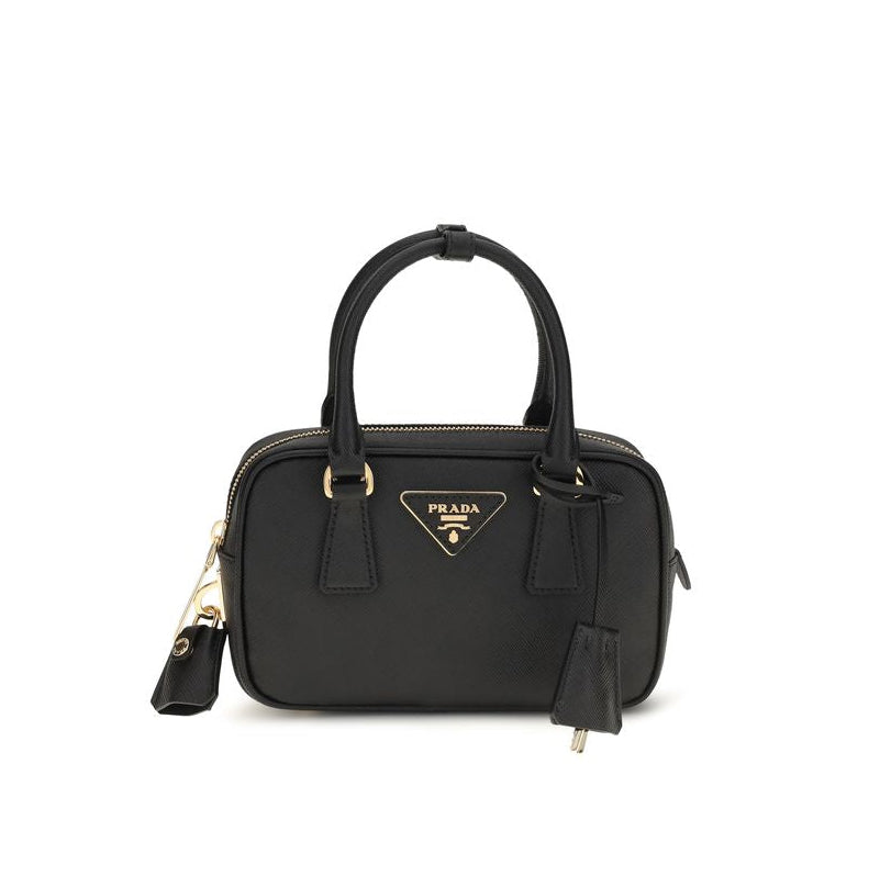 Prada Leather Bowling Bag - Black