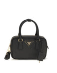 Prada Leather Bowling Bag - Black