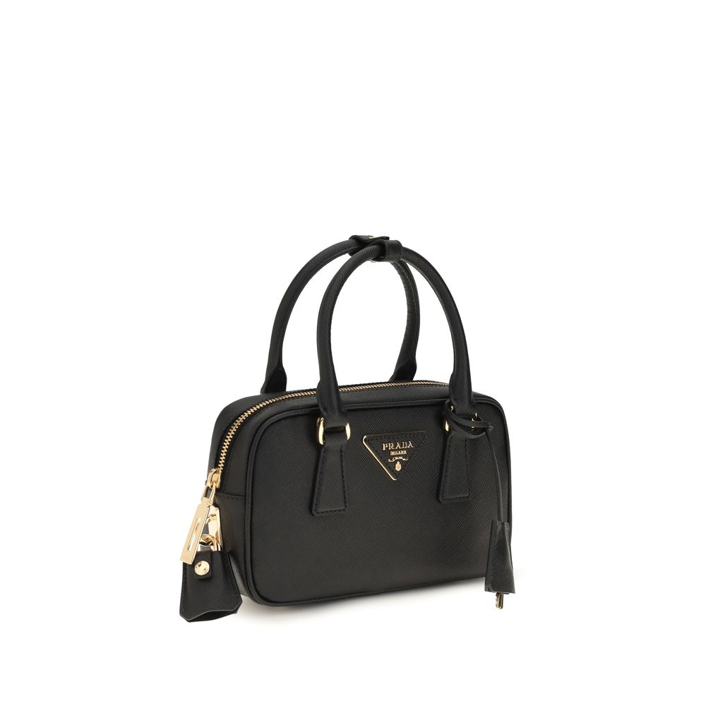 Prada Leather Bowling Bag - Black