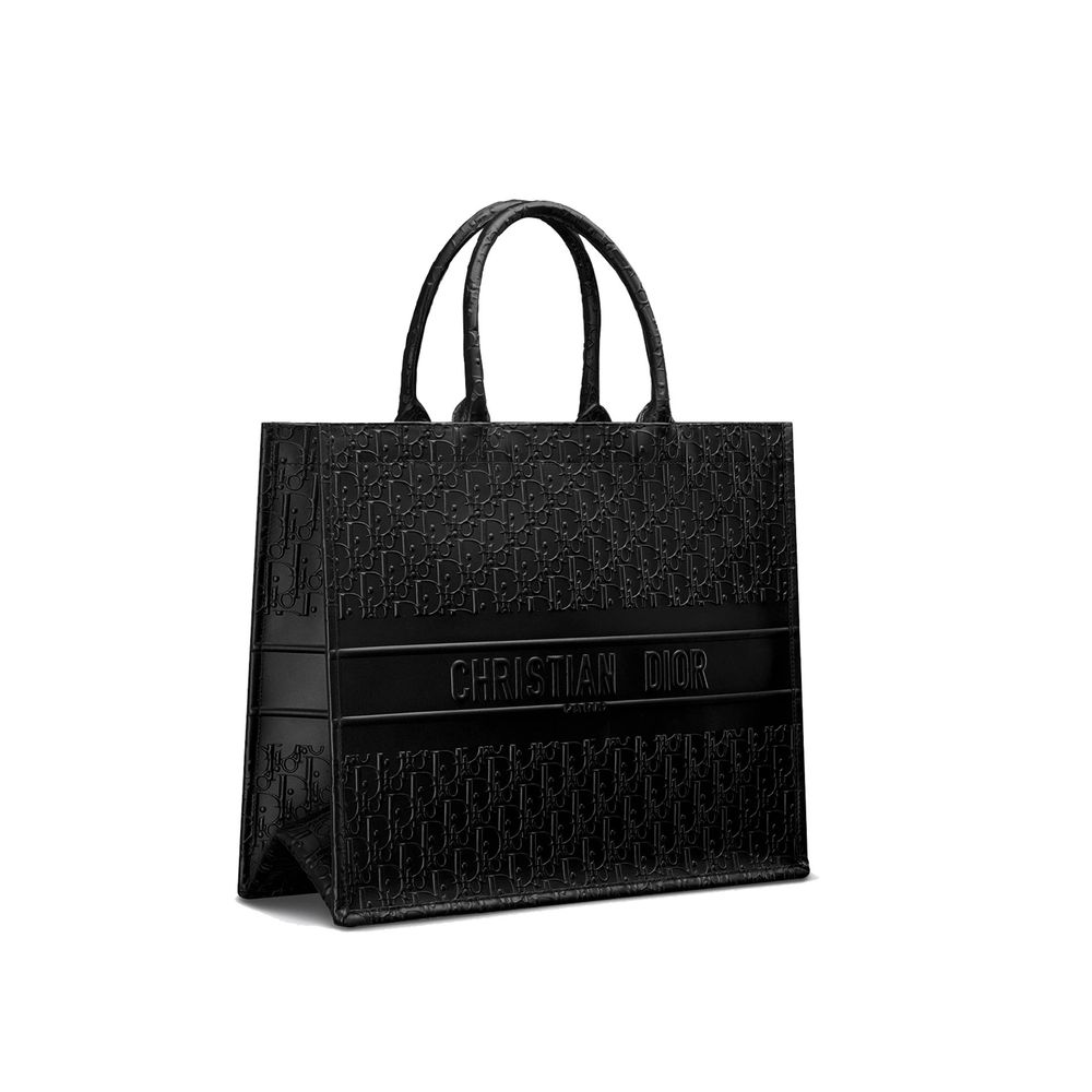 Dior Large Leather Book Tote Oblique Embossed - Black