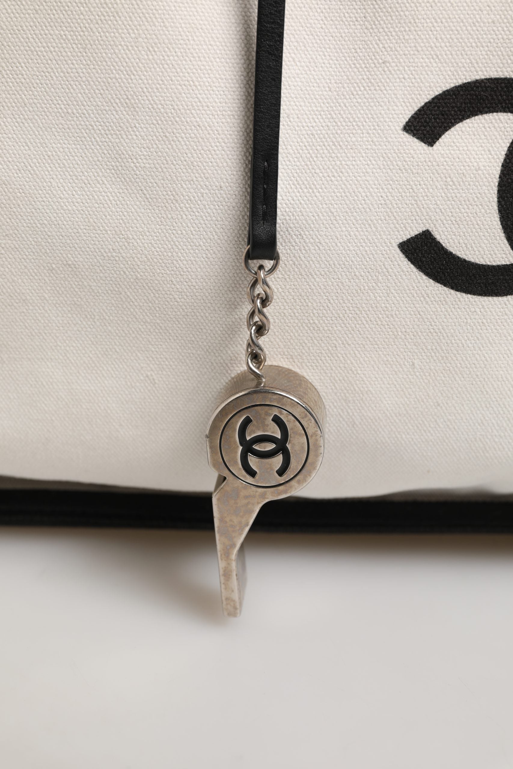Chanel Ladies First Canvas Shopper Tote Bag - Black &amp; White