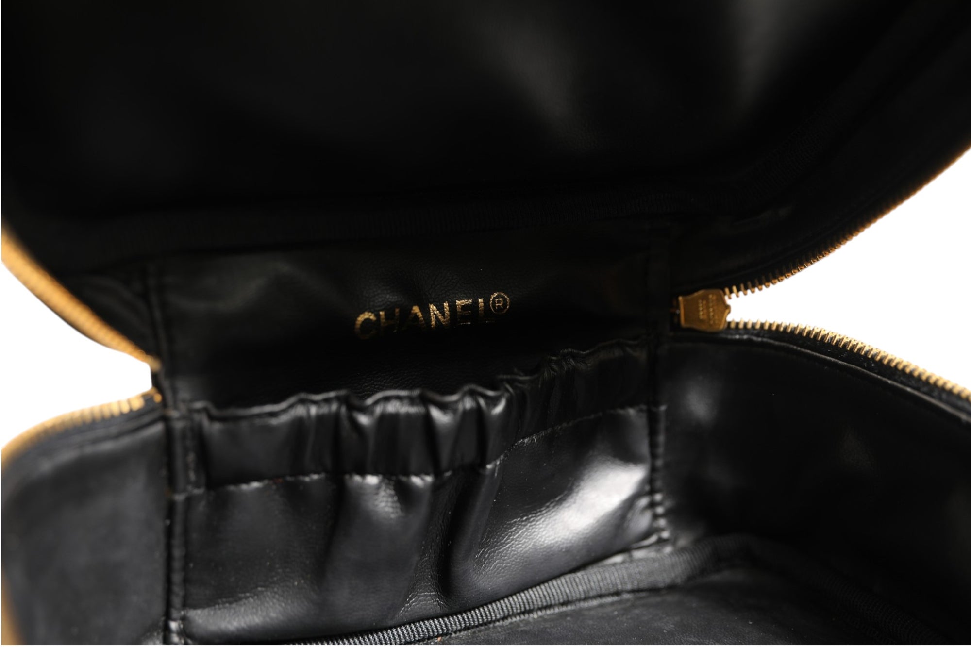 Chanel Black And Gold Makeup Bag - Black