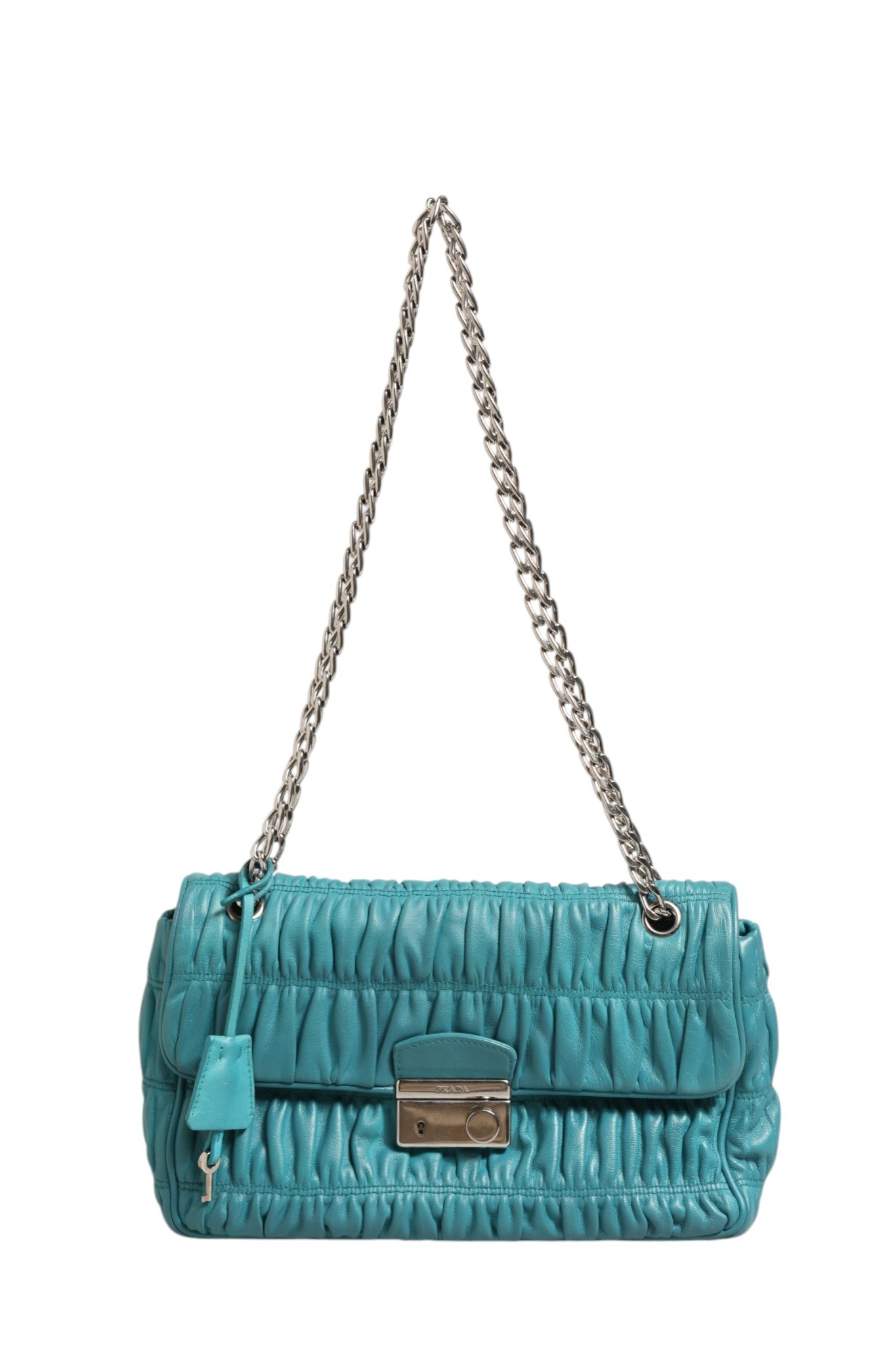 Prada Nappa Gaufre Flap Bag - Turquoise
