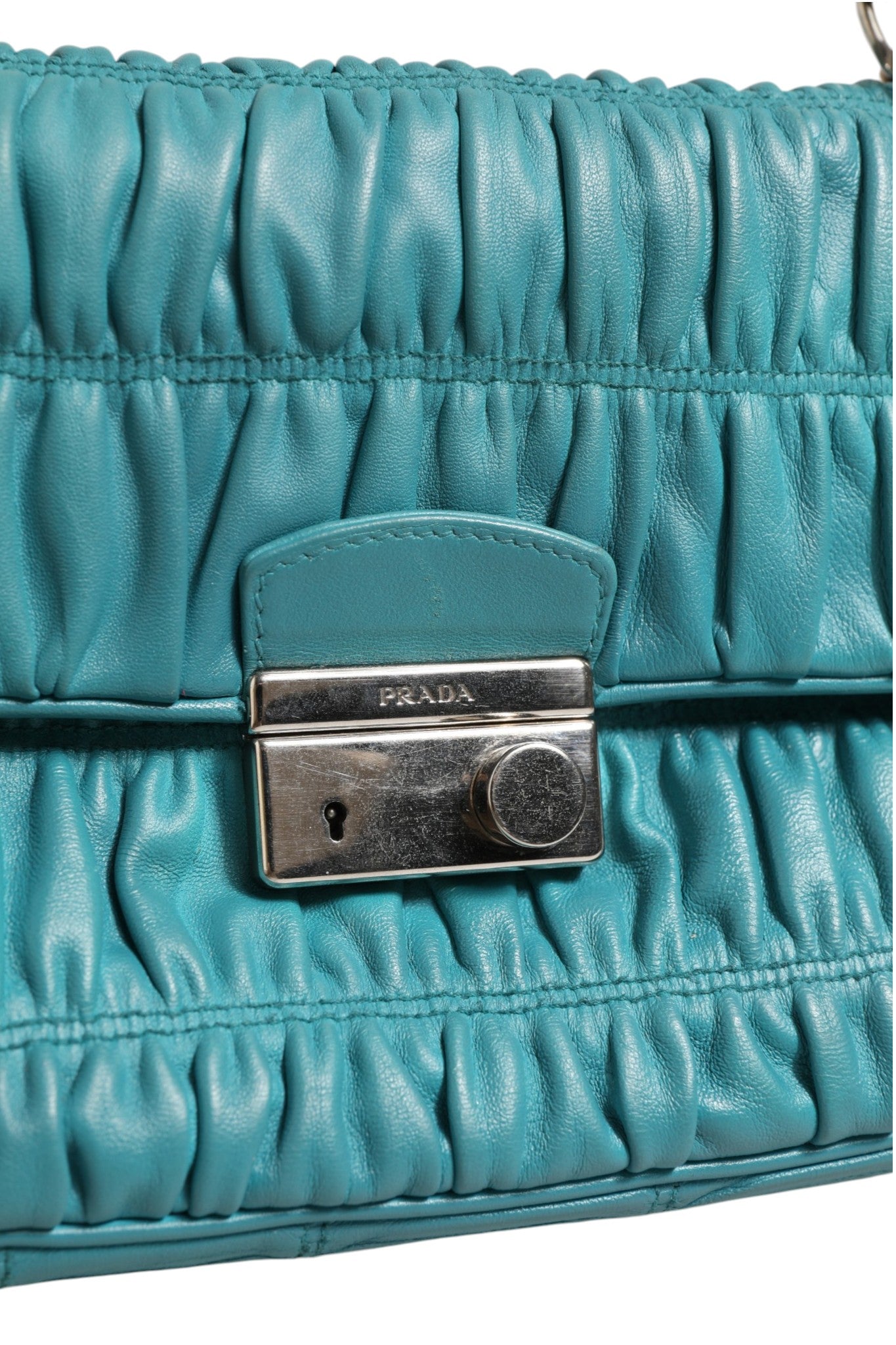 Prada Nappa Gaufre Flap Bag - Turquoise