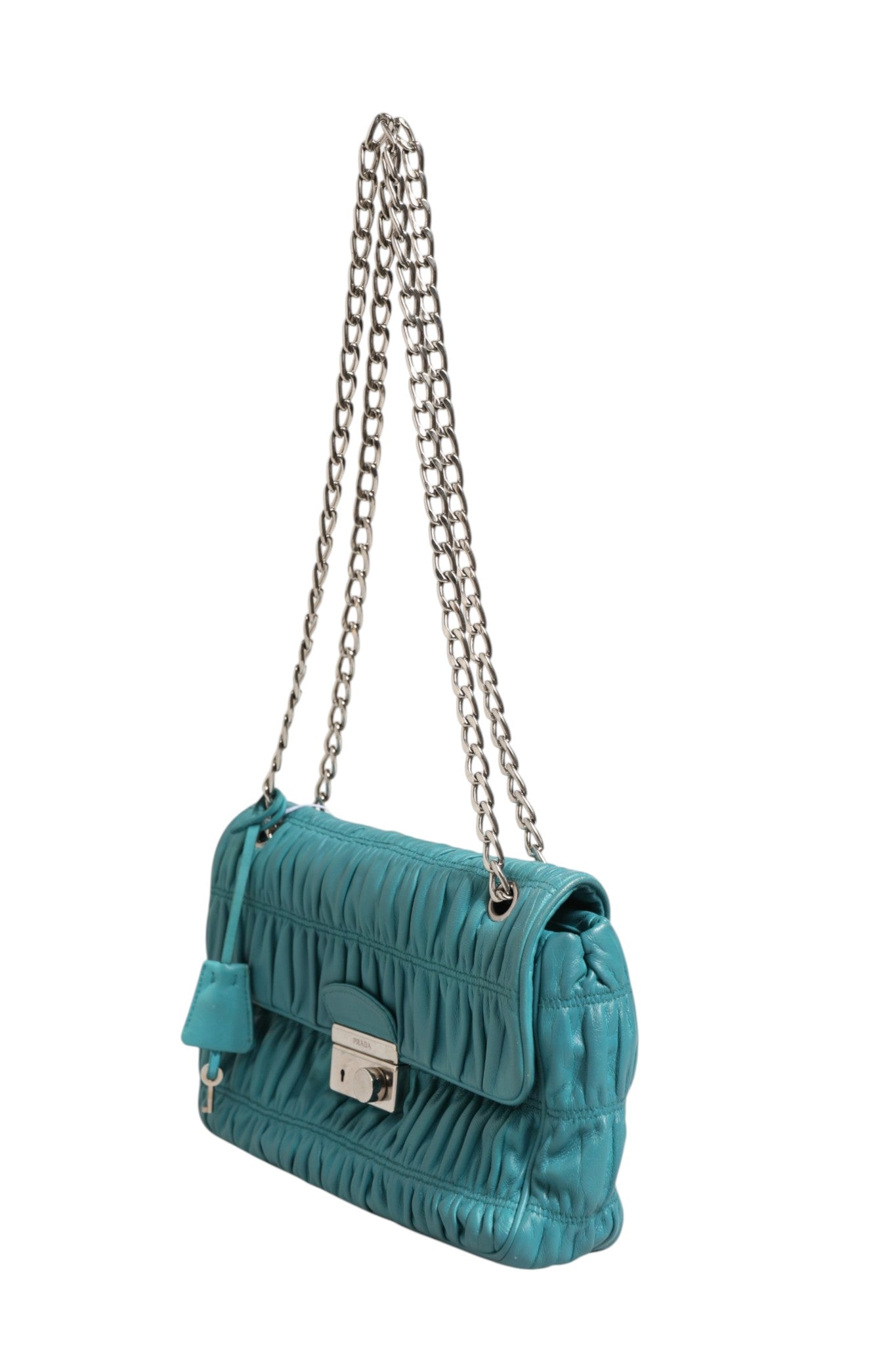 Prada Nappa Gaufre Flap Bag - Turquoise