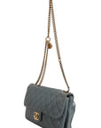 Chanel Blue Quilted Leather Crown Flap Shoulder Bag