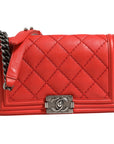 Chanel Red Diamond Stitch New Medium Boy Bag