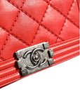 Chanel Red Diamond Stitch New Medium Boy Bag