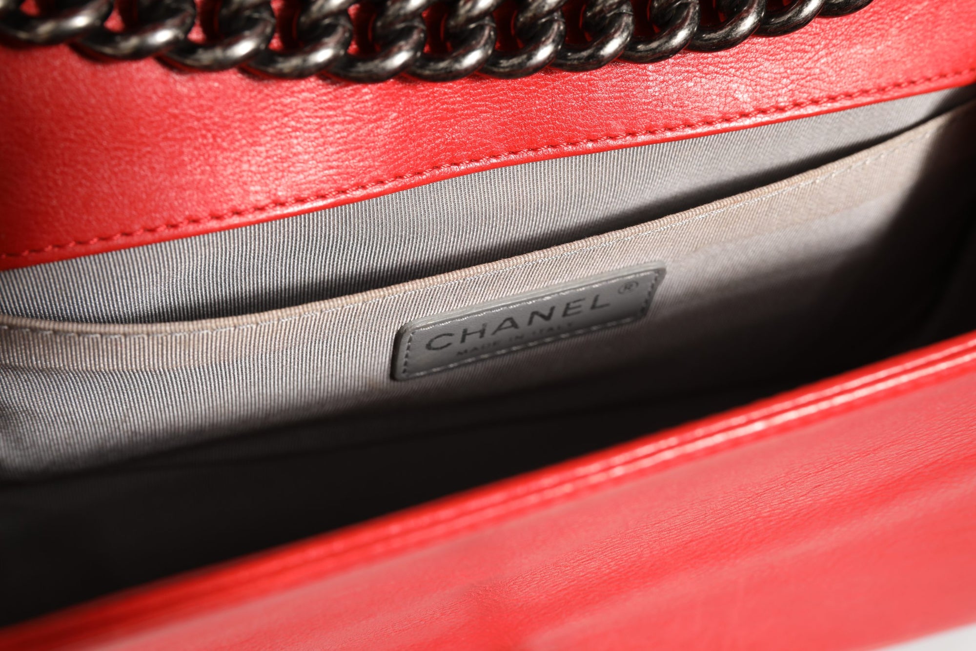 Chanel Red Diamond Stitch New Medium Boy Bag