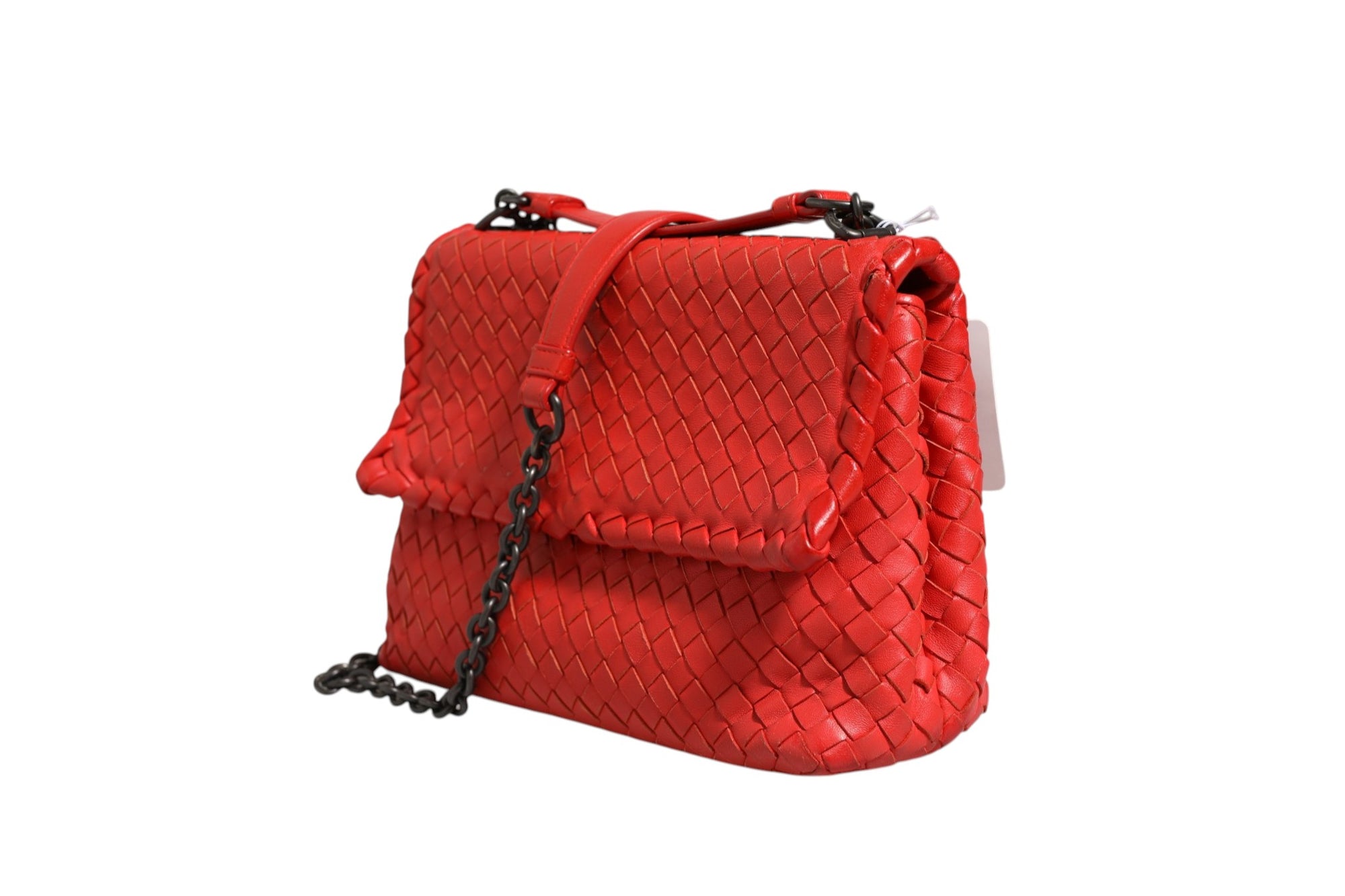 Bottega Veneta Olimpia Intrecciato Leather Small Shoulder Bag- Red