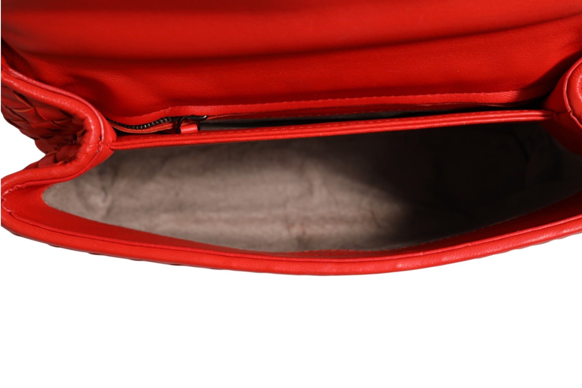 Bottega Veneta Olimpia Intrecciato Leather Small Shoulder Bag- Red