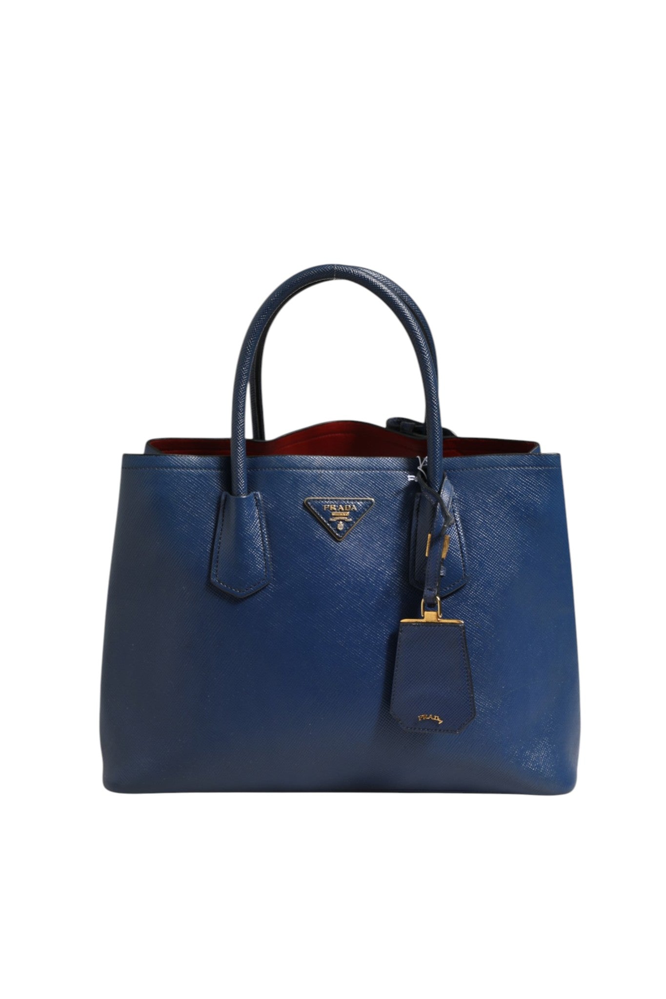 Prada Saffiano Leather 2Way Top Handle Bag - Blue