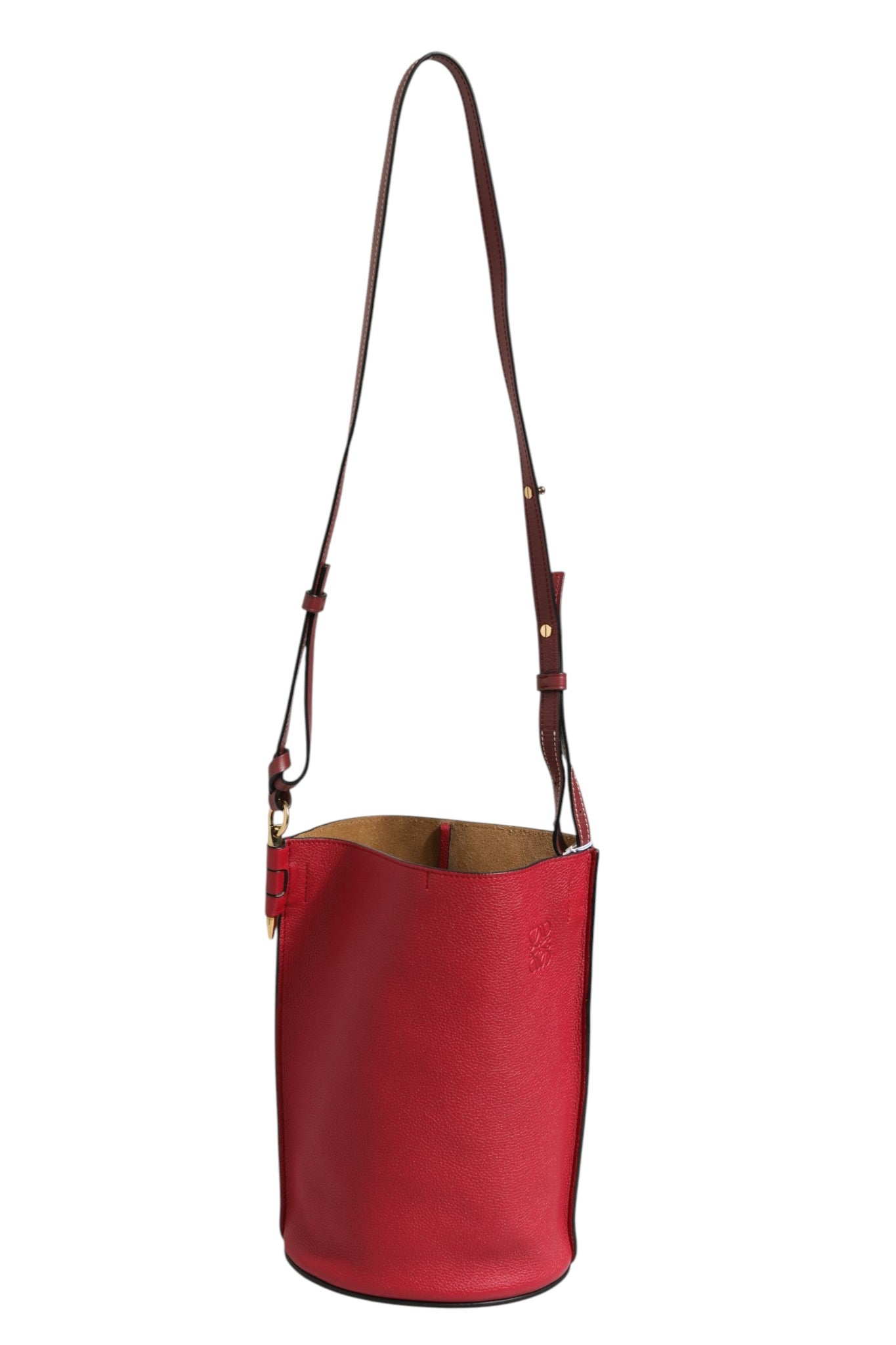 Loewe Gate Raspberry &amp; Wine Leather Bucket Bag