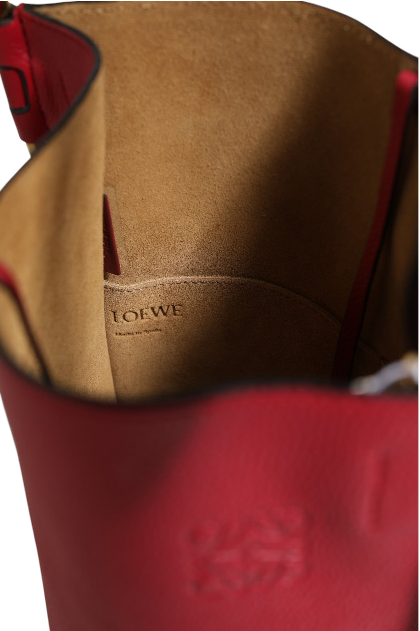 Loewe Gate Raspberry &amp; Wine Leather Bucket Bag