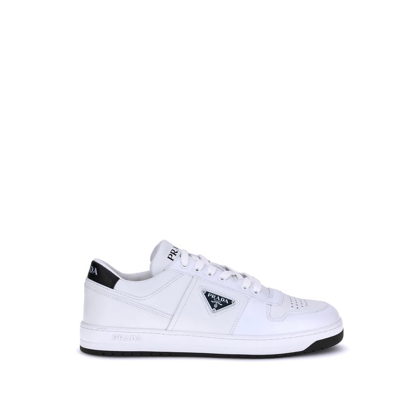 Prada Logo Leather Low Top Sneakers - White