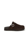 Prada Suede Leather Mule Flat Sandals - Dark Chocolate