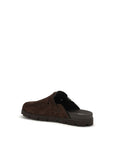 Prada Suede Leather Mule Flat Sandals - Dark Chocolate