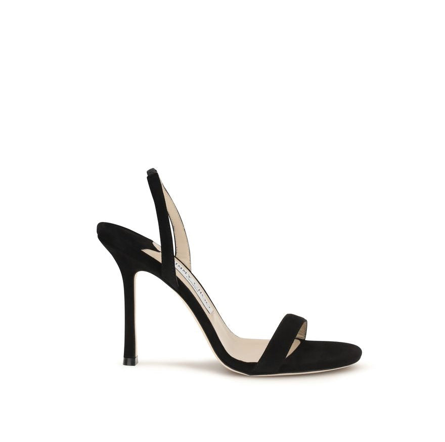 Jimmy Choo Leather Stiletto Heel Jenn Sandals - Black