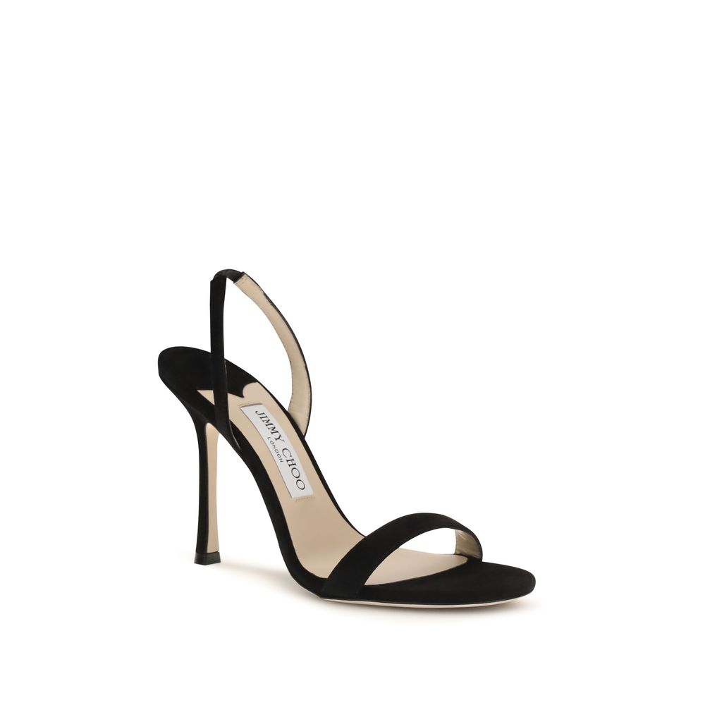 Jimmy Choo Leather Stiletto Heel Jenn Sandals - Black