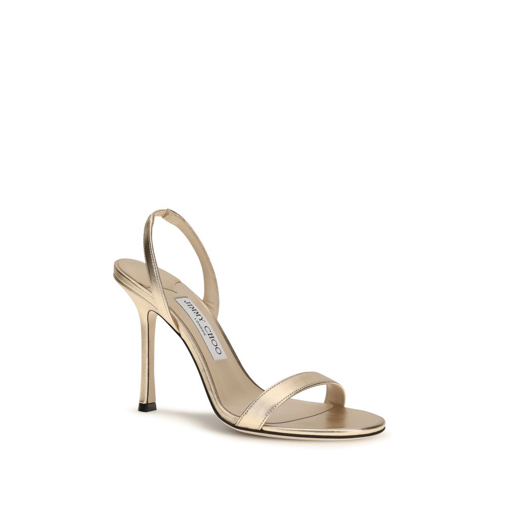 Jimmy Choo Leather Stiletto Heel Jenn Sandals - Gold