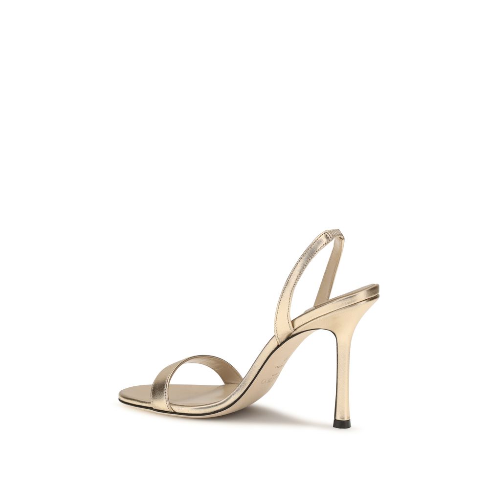 Jimmy Choo Leather Slingback Stiletto Heel Jenn Sandals - Gold