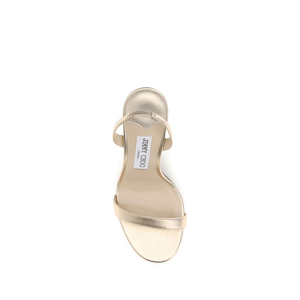 Jimmy Choo Leather Slingback Stiletto Heel Jenn Sandals - Gold