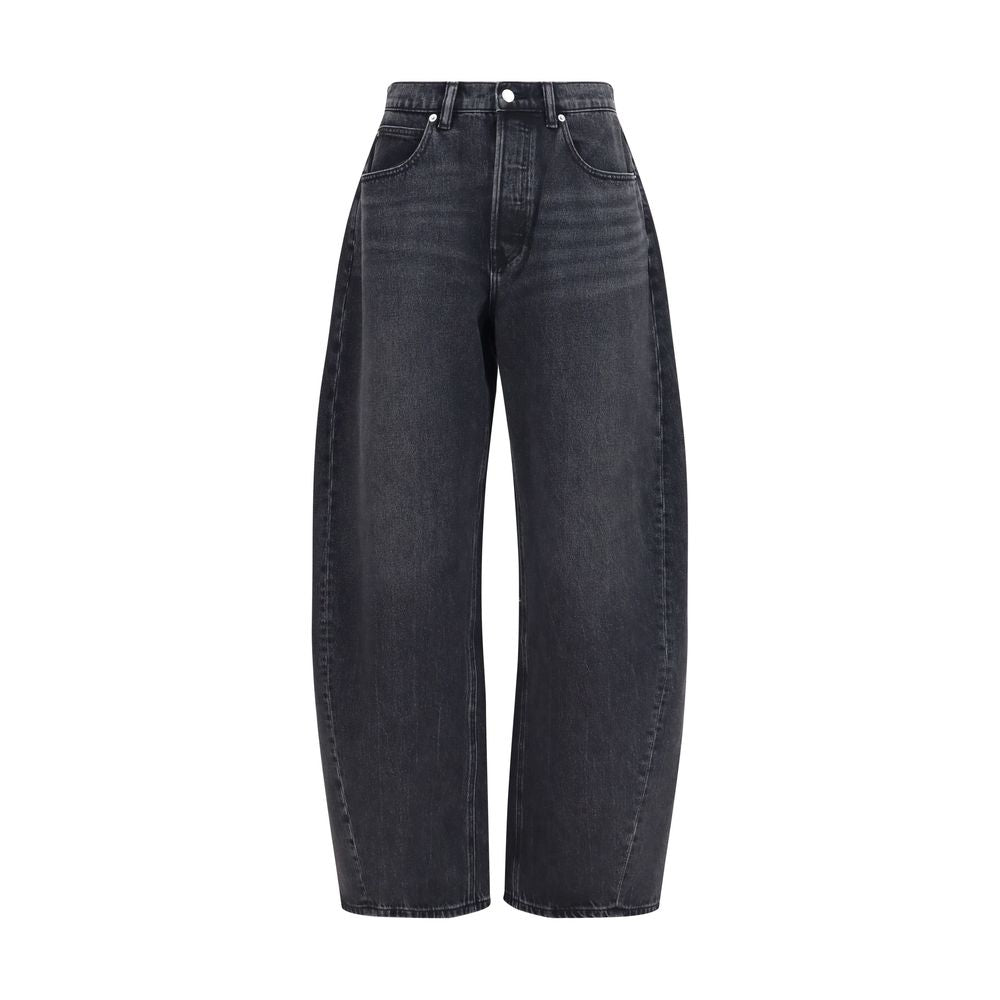 Alexander Wang Crystal Balloon-Barrel Leg Denim Jeans - Black