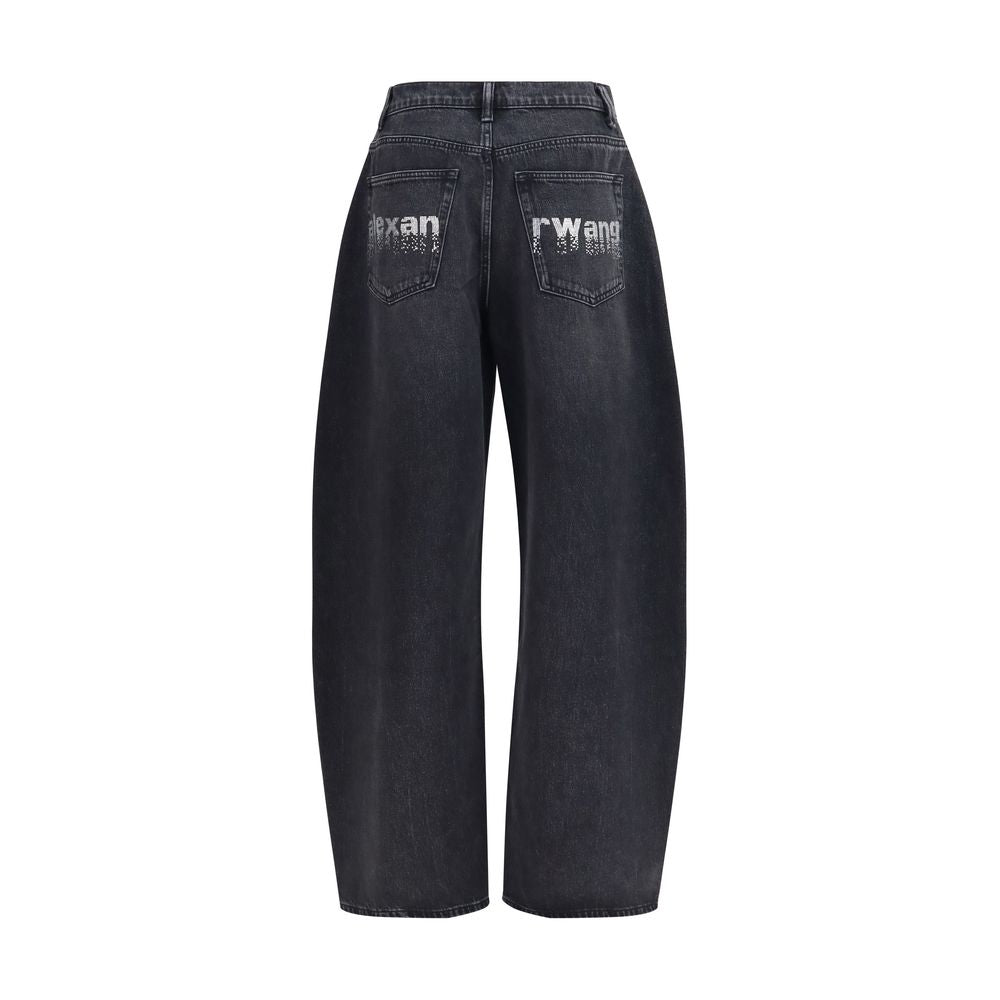 Alexander Wang Crystal Balloon-Barrel Leg Denim Jeans - Black