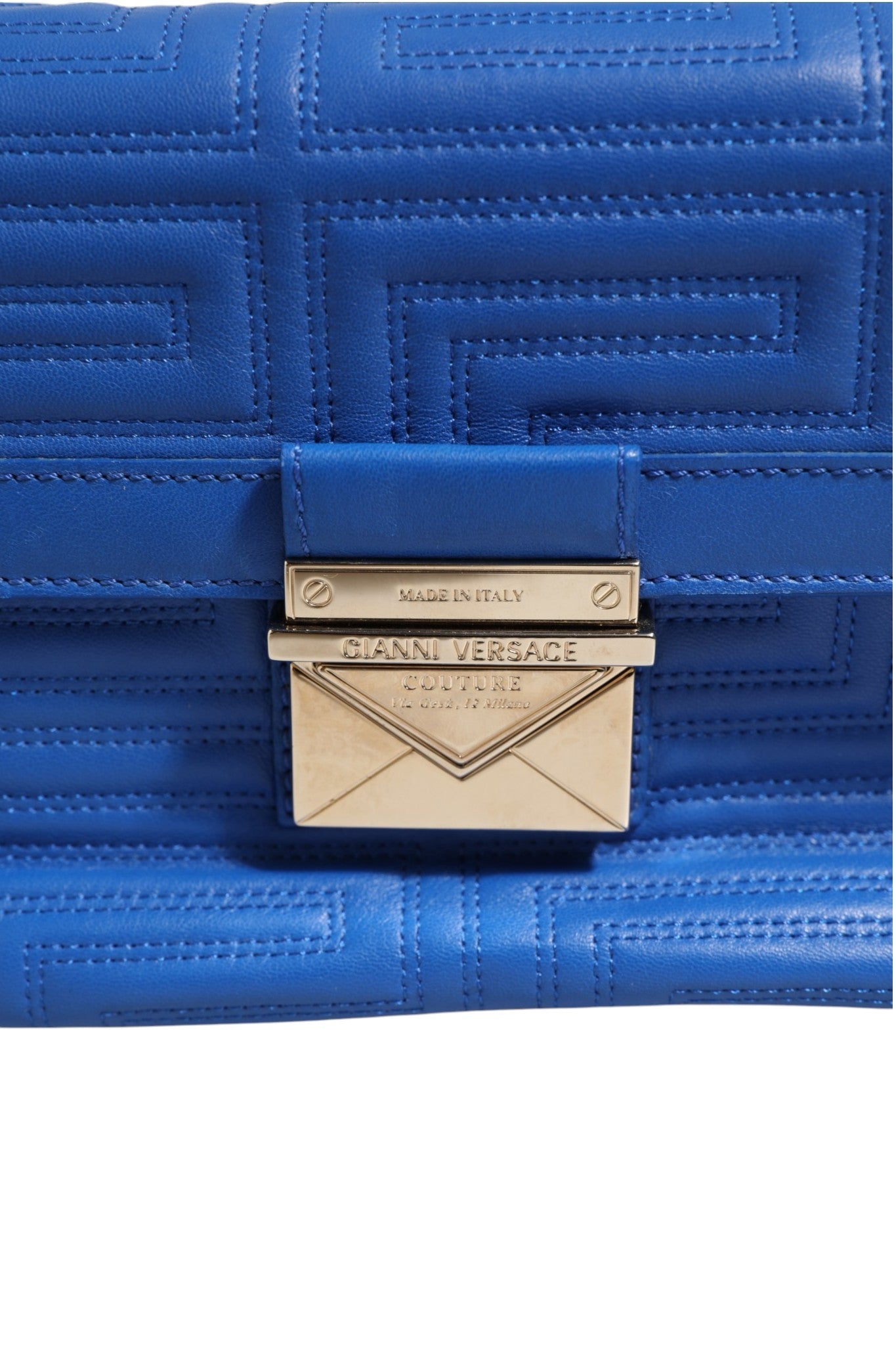 Versace Couture Quilted Leather Shoulder Bag - Blue