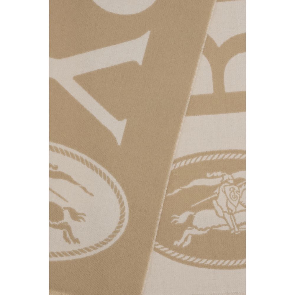 Burberry Logo Wool Scarf - Sand Beige