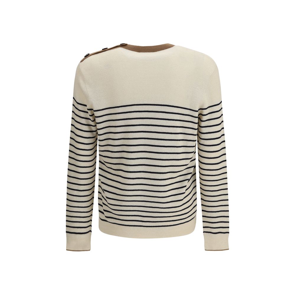 Prada Wool Striped Jacquard Sweater - Ivory &amp; Black