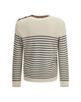 Prada Wool Striped Jacquard Sweater - Ivory & Black