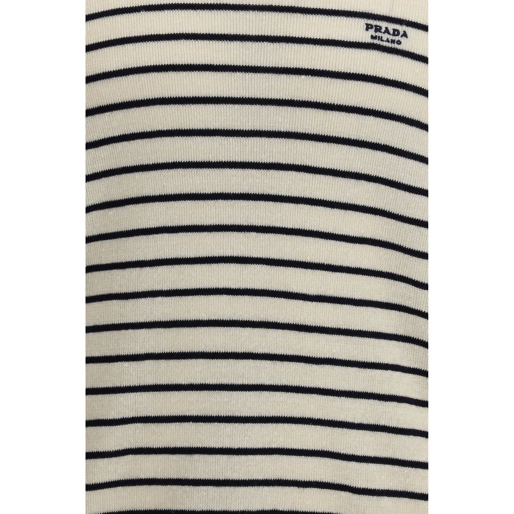Prada Wool Striped Jacquard Sweater - Ivory &amp; Black