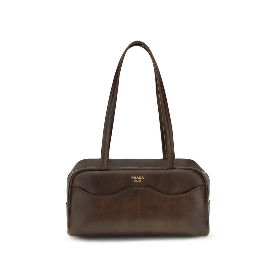 Prada Vintage Leather Large Carry Bag - Brown