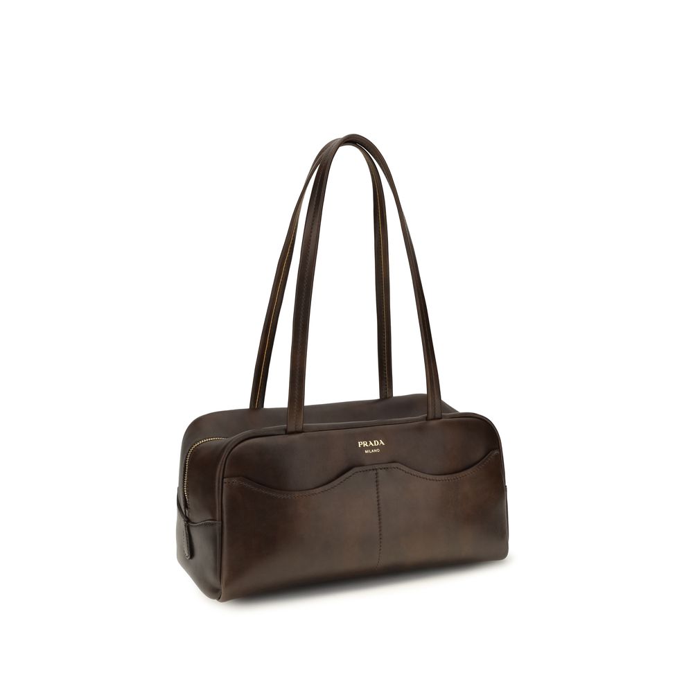 Prada Vintage Leather Large Carry Bag - Brown