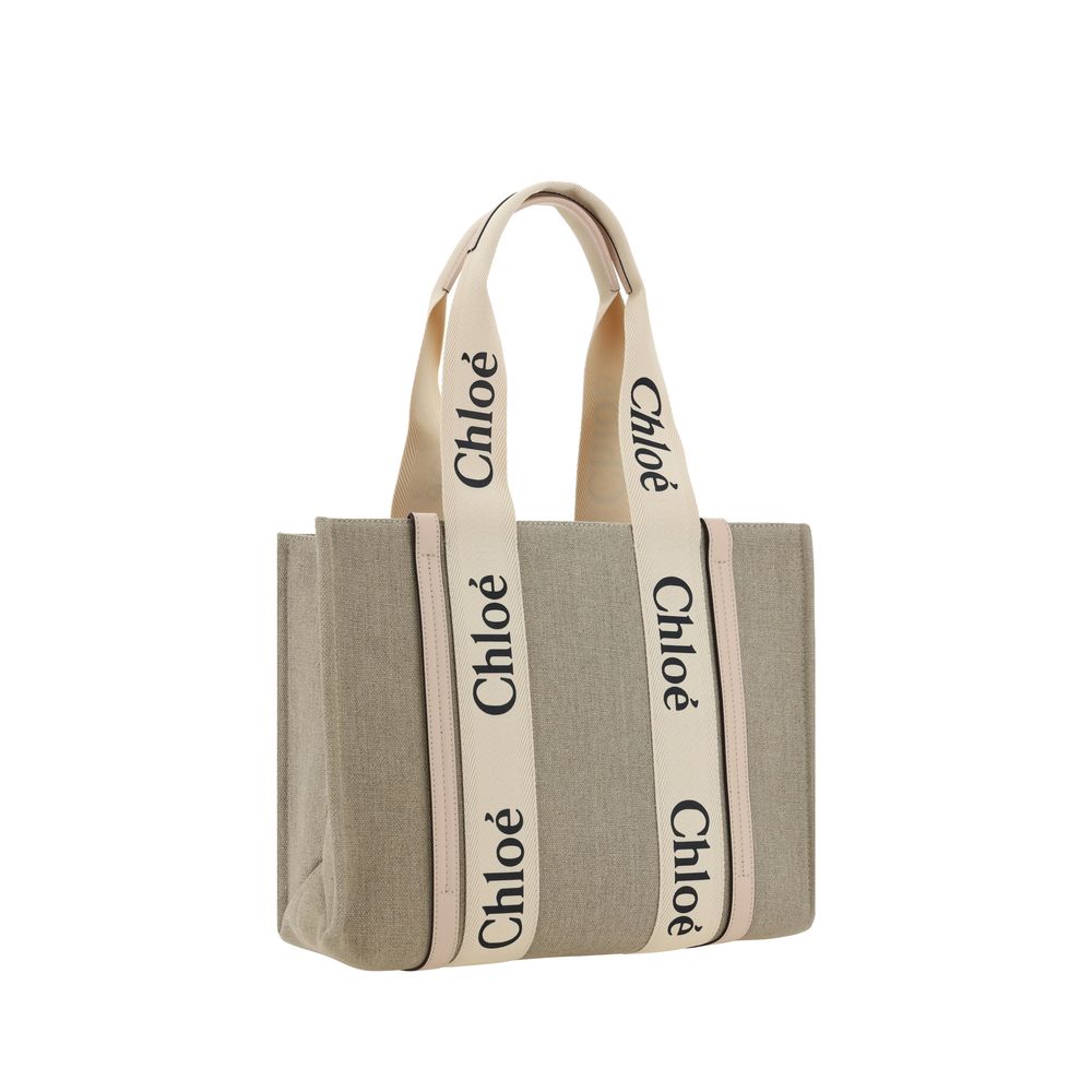 Chloé Linen Woody Shoulder Bag - Beige