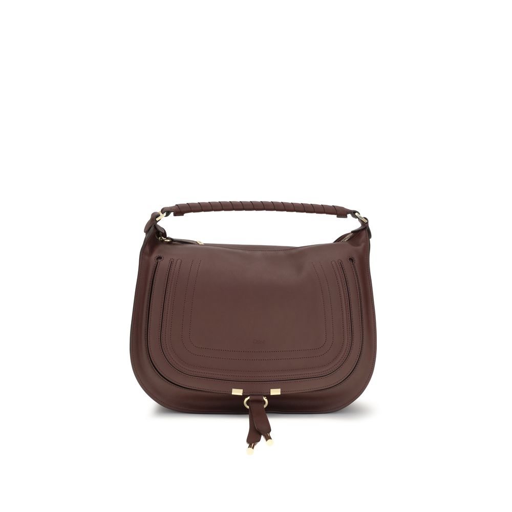 Chloé Leather Marcie Medium Shoulder Bag - Dark Brown