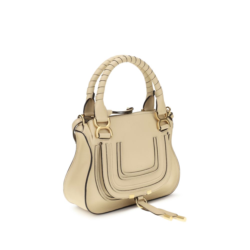 Chloé Marcie Small Leather Double Carry Bag - Beige